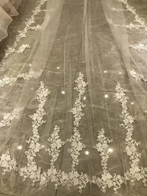Kisswhite-Longue Dentelle Imprimée Personnalisée, une Couche, 3x4 Mètres, pour Mariée Élégante – Image 3