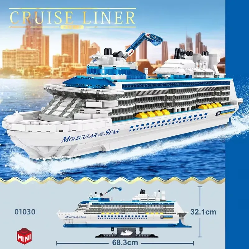 ParemployBricks importer décennie ks Set pour enfants, Mini, Big Sunshine, Ocean Cruise Liner, White Boat Toys, City, 2428PCs, Livraison gratuite