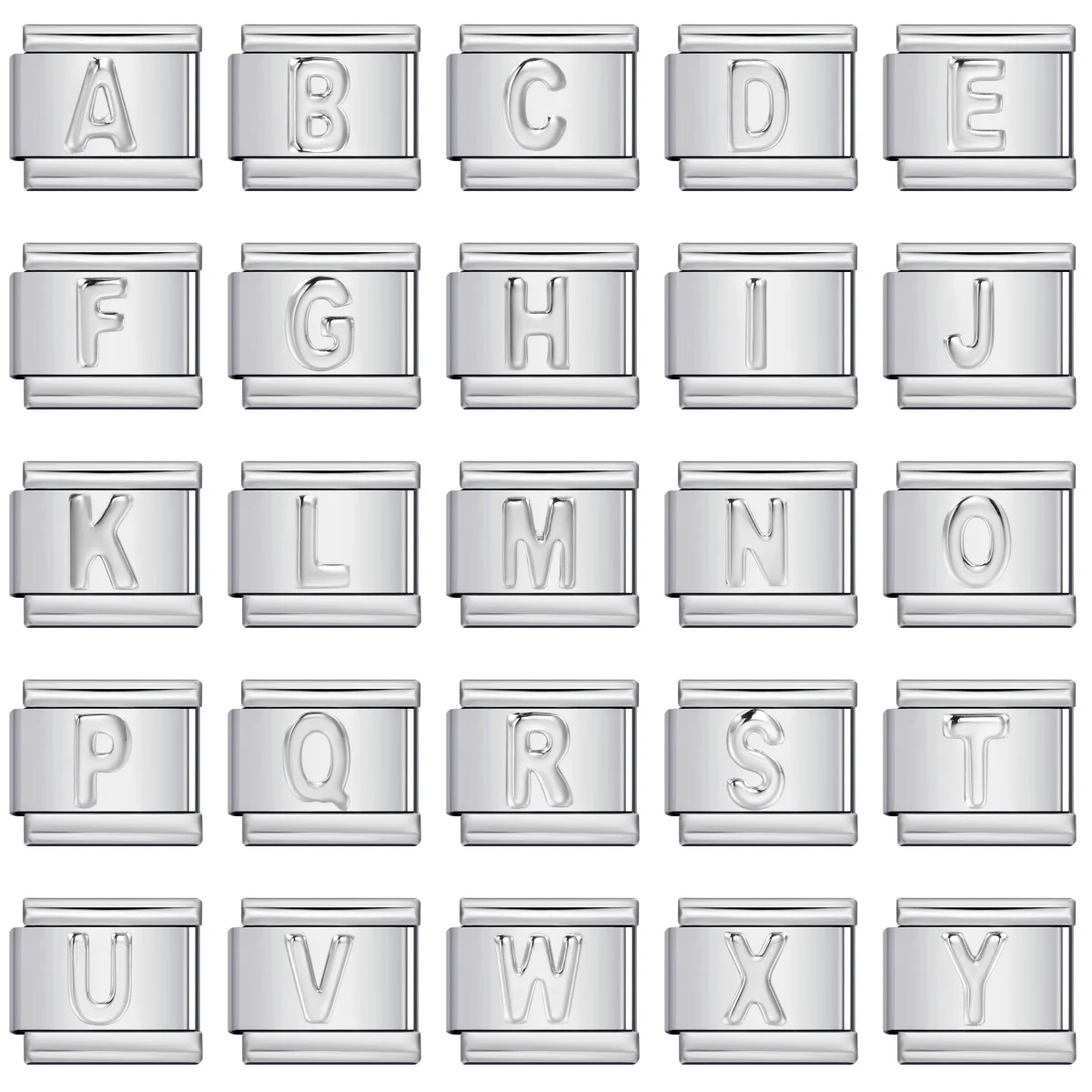 URING mode couleur argent 26 lettres A-Z breloque italienne liens ajustement 9mm en acier inoxydable femmes hommes Bracelet fabrication de bijoux bricolage