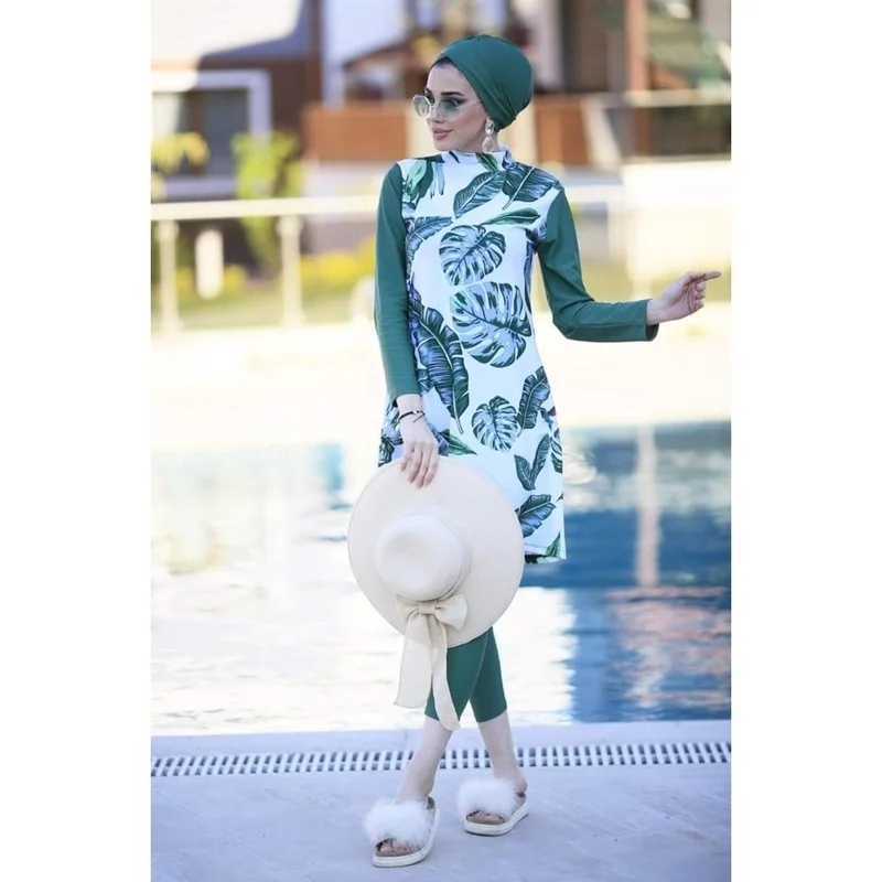 maillots de bains musulmans burkini muslim swimwear maillot de bain femme Maillot de bain musulman pour femmes, imprimé, couverture complète extensible, Hijab, manches longues, Sport, Togs de natation