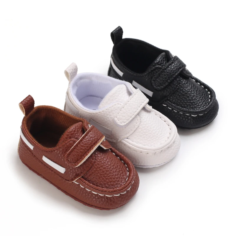 Chaussures formelles en cuir PU pour bébé garçon, semelle souple, ensemble polo pour nouveau-né, baptême des tout-petits