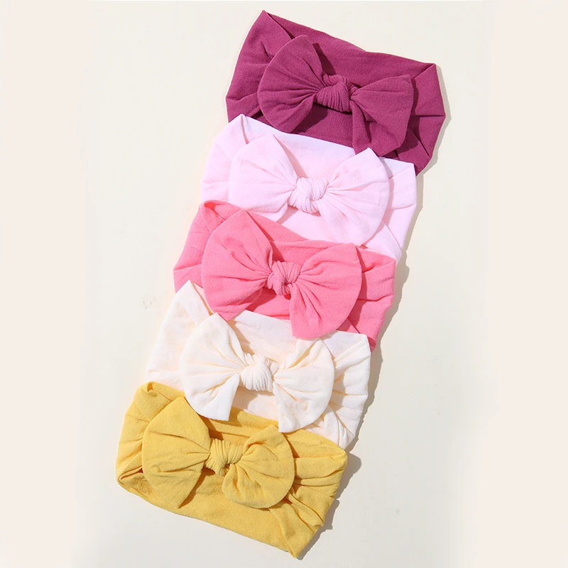 5 pièces mignon arcs bébé bandeau doux élastique bébé fille bandes de cheveux pour nouveau-né infantile Turban chapeaux bébé cheveux accessoires