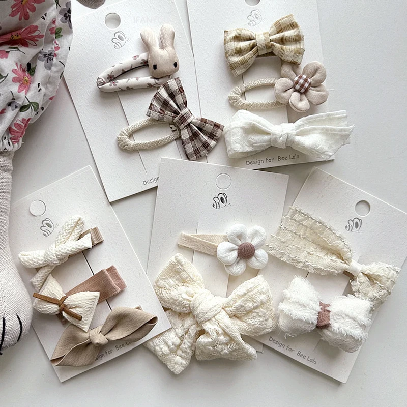 Pinces à cheveux avec nœud en dentelle pour filles, épingle à cheveux BB, vêtements de sauna, tissu pour enfants, bébé mignon, doux, princesse, tout-petit, dessin animé, 2 pièces, 3 pièces