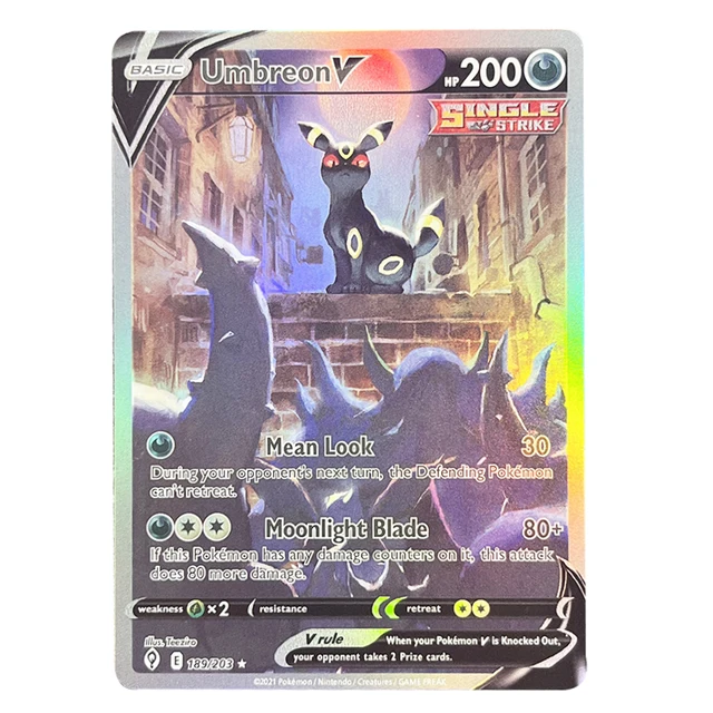 Cartes PKM holographiques Vstar Vmax avec arc-en-ciel Rayquaza évolant des ciels Umbreon loisirs Collection Rare cartes de combat jouets cadeaux – Image 4