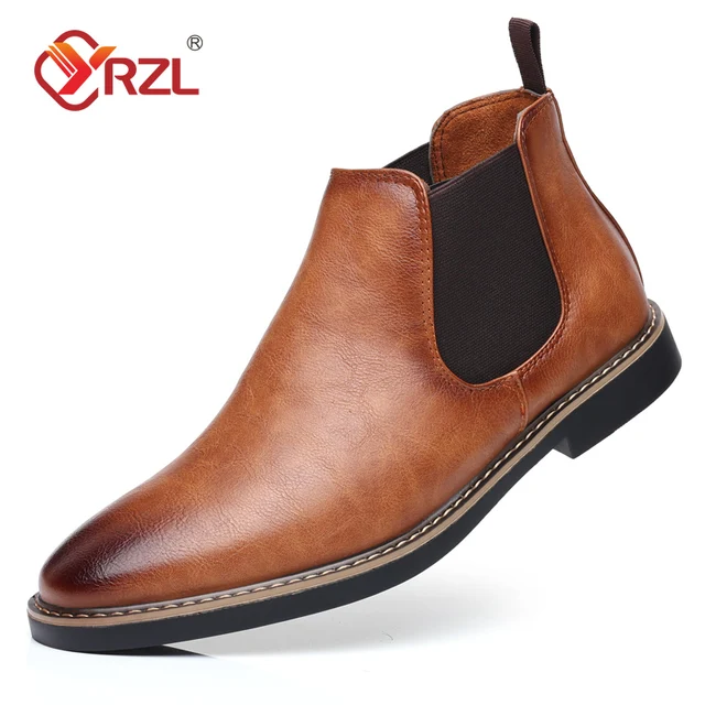 YRZL 39 ~ 47 hommes Chelsea bottes marque rétro confortable en cuir PU bottines hommes 2025 mode noir marron hommes bottes