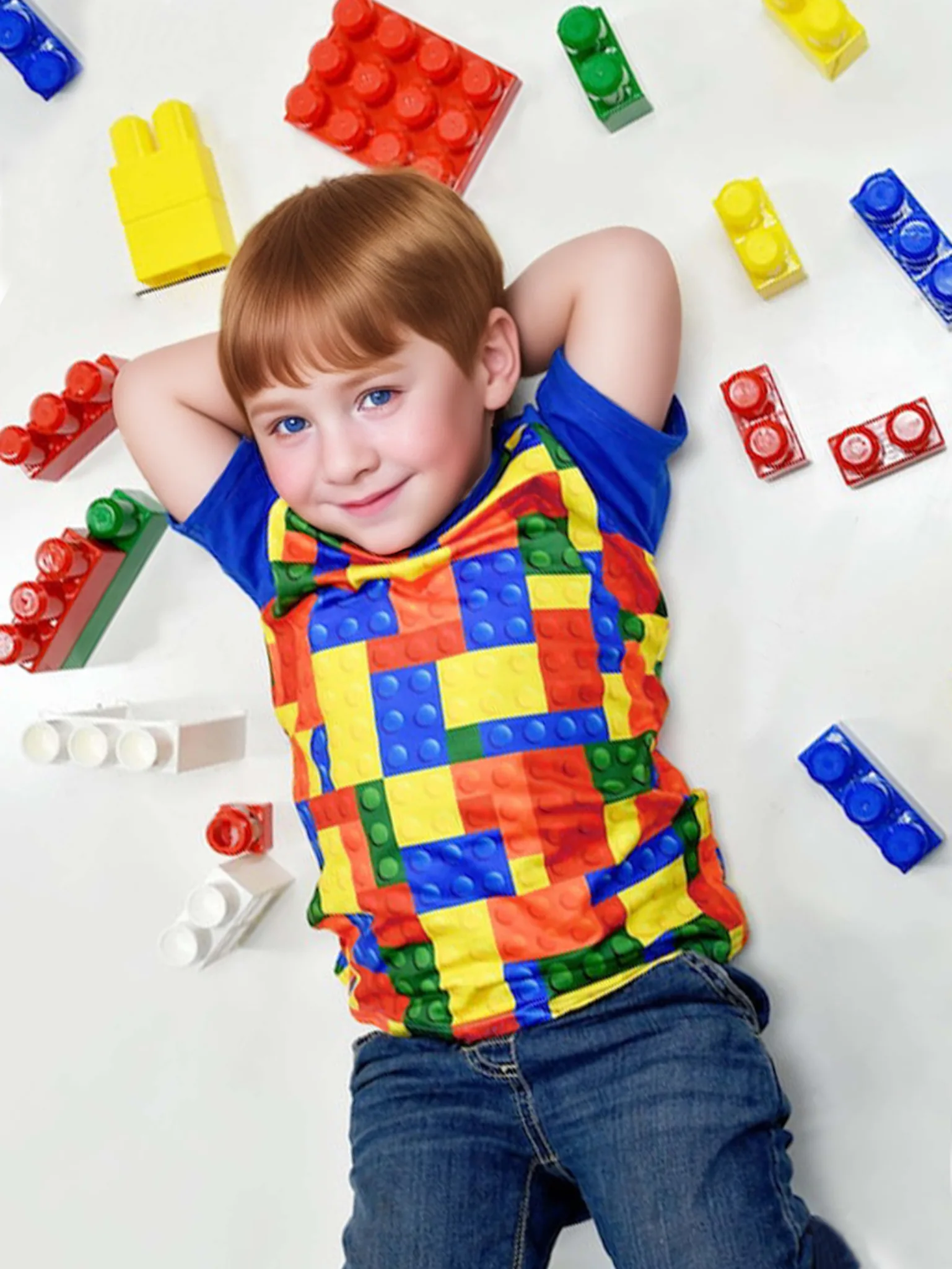 T-shirt manches épissées pour enfants, vêtements d'été pour garçons, chemisier intéressant pour enfants de 1 à 8 ans