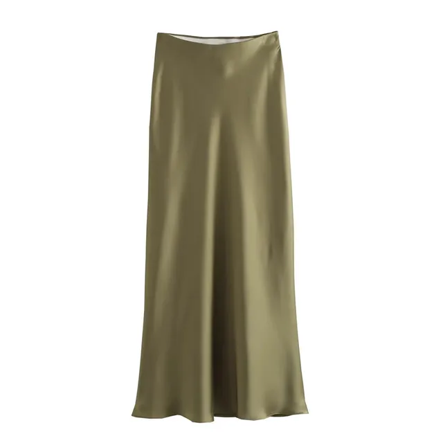 TRAF femme 2024 jupe en Satin femmes taille haute jupes longues pour les femmes été noir jupe Midi bureau élégant femmes jupes – Image 6