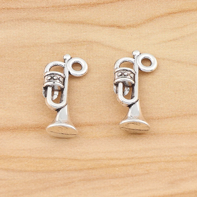 Breloques de trompent double face en argent pour document, corne, pendentif musical, collier à faire soi-même, accessoires de recherche de direction, 50 pièces – Image 4