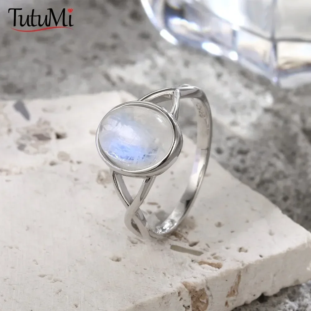 Bague en argent Sterling 925, pierre de lune naturelle 8*10, Simple, pour femmes et hommes, bijoux de fête Vintage, cadeaux d'anniversaire et de mariage