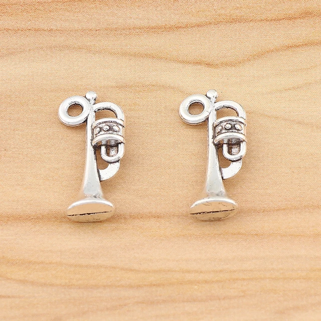 Breloques de trompent double face en argent pour document, corne, pendentif musical, collier à faire soi-même, accessoires de recherche de direction, 50 pièces – Image 2