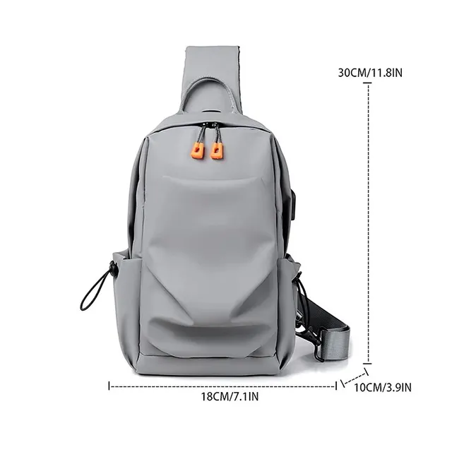 Nouveau sac de poitrine pour hommes et enfants tendance étanche Simple Usb charge couleur unie sac de messager multifonctionnel sac à bandoulière – Image 2