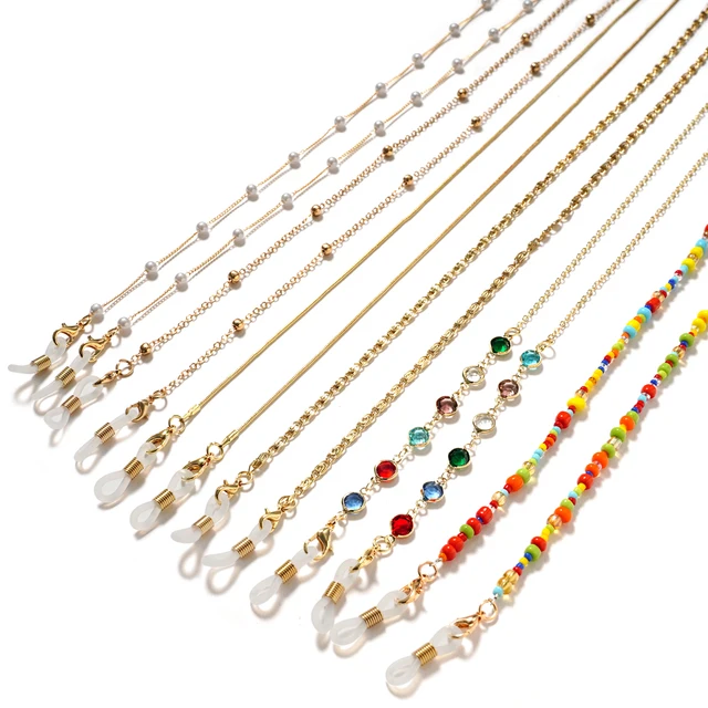 Chaînes de masquage de lunettes de soleil pour femmes, perles acryliques et cristal, lanière en verre, nouveaux bijoux à la mode, vente en gros, 2022 – Image 6