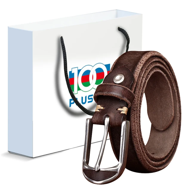Ceinture en cuir conviviale ré rétro pour homme, ceinture décontractée, cuir de cercle première couche, conception originale, optique, extra épaisse, biseautée – Image 6