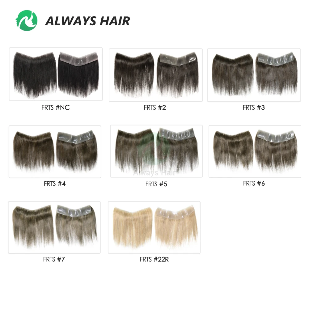 All V Loop Invisible Hairline Thin Skin PU Forehead Toupee Men Human Hair Frontal Bangs 2.5x16 4x18 7x18CM