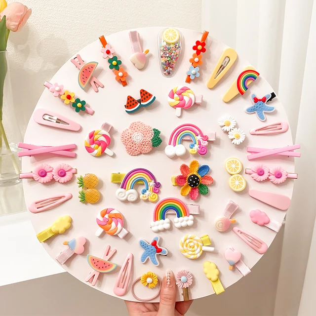 Ensemble de pinces à cheveux de dessin animé pour enfants, barrettes, épingles à cheveux, frange, fleur, fruit, bébé, fille, accessoires, 14 pièces – Image 2