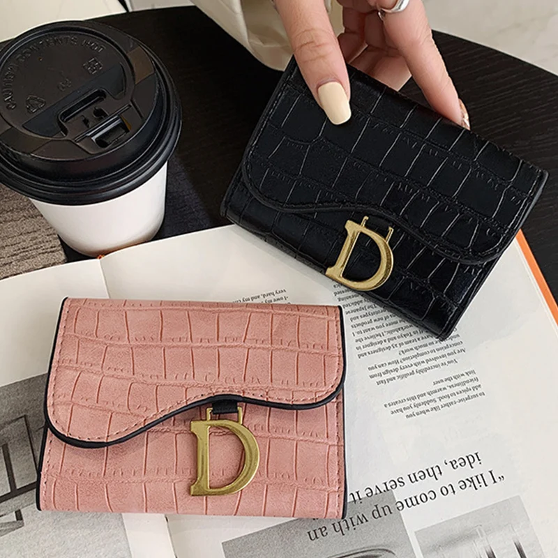 Petit portefeuille en cuir à loquet pour femme, porte-monnaie, porte-cartes, porte-monnaie, pince à billets, sac à main pour femme, marque de luxe, mode