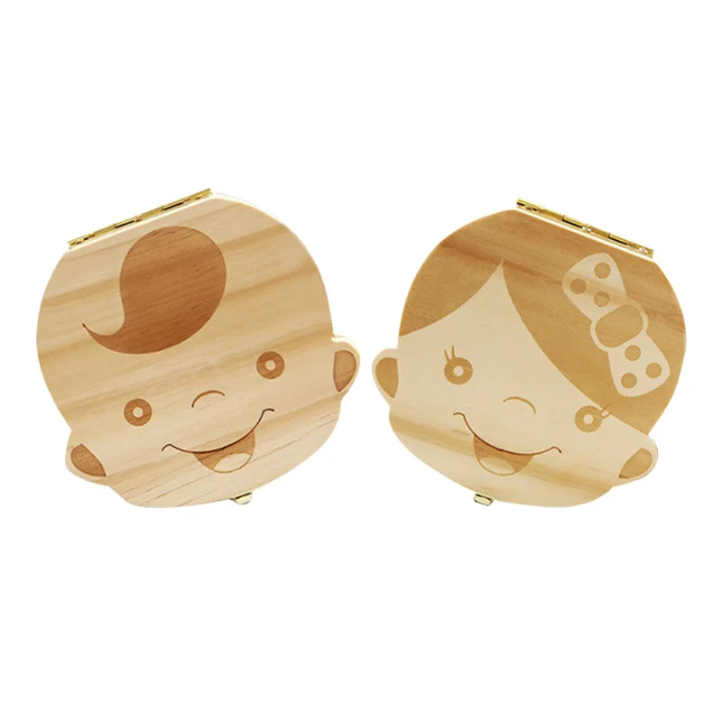 Boîte à dents en bois pour bébé, garçons et filles, Souvenirs pour enfants, boîte de rangement en bois, stockage des dents de lait, collecte de Umbilica, cadeaux, organisateur anglais