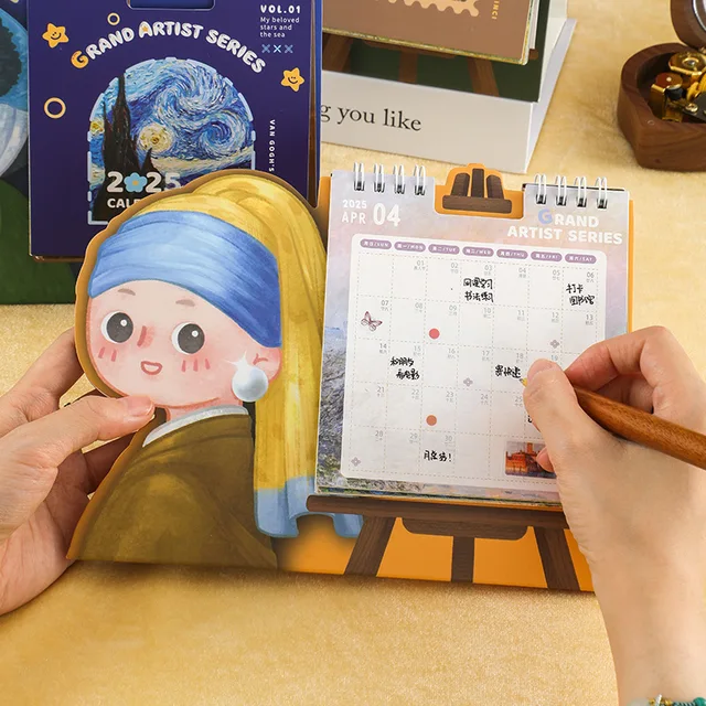 2025 art alien retro simple desk calendar self-disciplined punch card plan hand made Collage material – Image 2