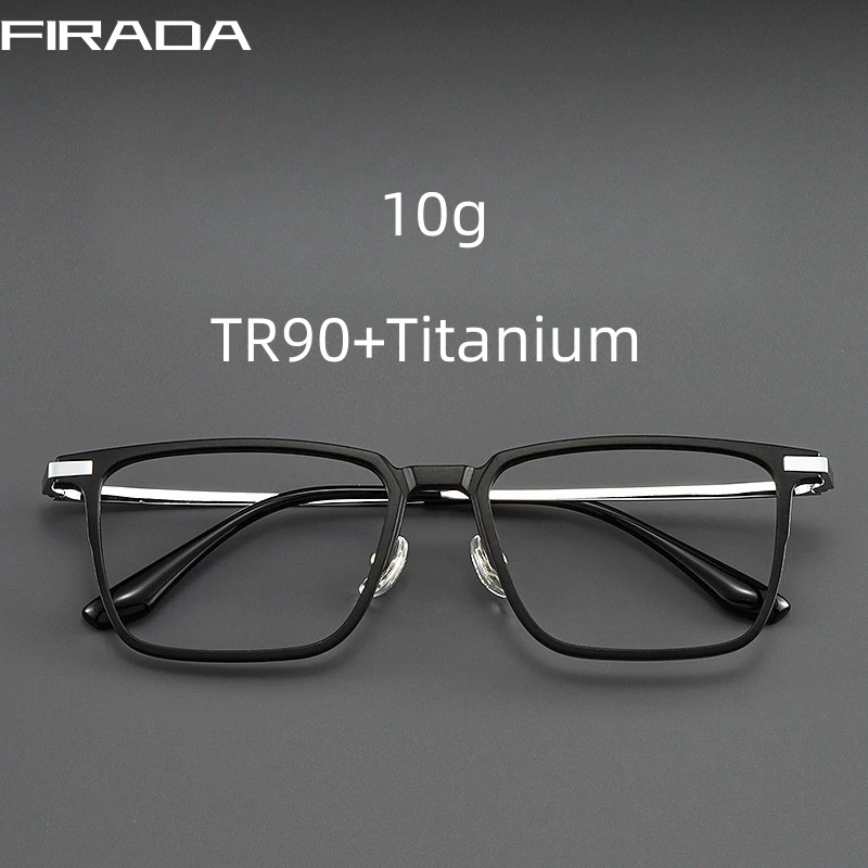 FIRADA mode lunettes confortables rétro carré lunettes en titane grande taille lunettes de Prescription cadre pour hommes femmes 93006-C