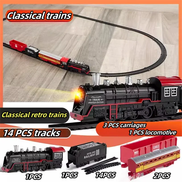 Electric Train Rail Car Simulation Retro Model Train High Speed Rail Toy Boy Set – Image 6