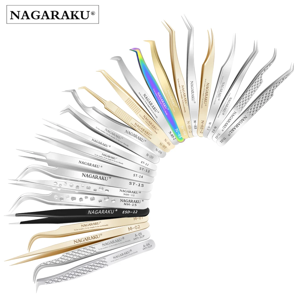 NAGARAKU pince à épiler pour Extension de cils maquillage pince précise 3D pour cils en acier inoxydable