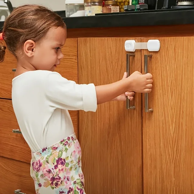 10 serrures à sangle de sécurité pour enfants, serrures pour bébés pour armoires et tiroirs, toilettes, réfrigérateur et plus encore. Tampons adhésifs. Aucune installation requise – Image 3