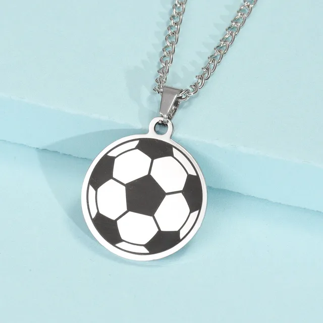 Collier à breloques en acier inoxydable pour hommes, pendentif de football, protecteur de bijoux, accessoires de mode, cadeau de Noël, cadeau du jour de Léon – Image 2