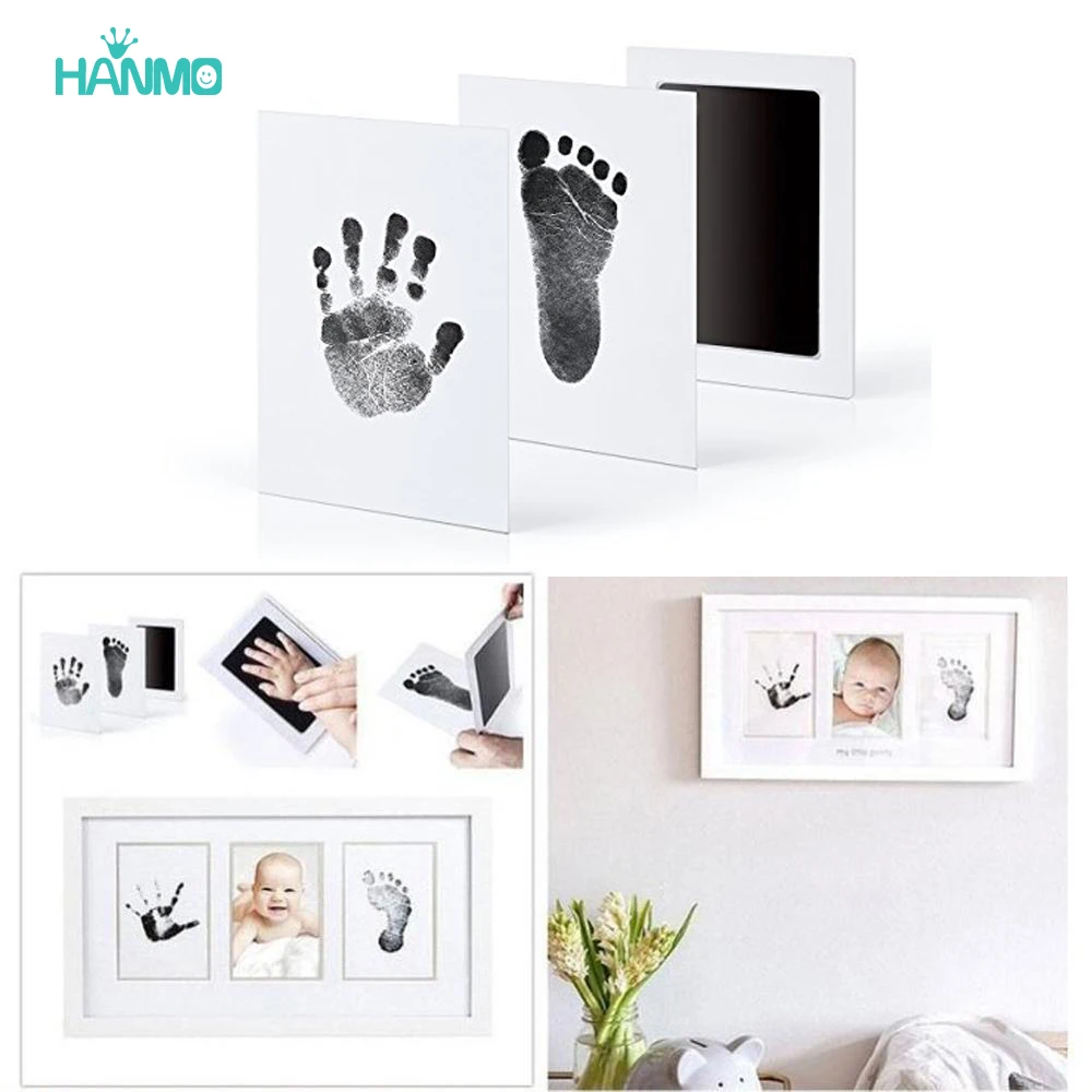 Kit d'Empreintes de Main et d'Empreinte pour Nouveau-Né, Tampons Encreurs, Cadre Photo, Accessoires Souvenirs pour Tout-petits, Cadeau pour Empreinte de Patte de Chien