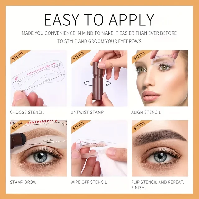 Ensemble professionnel de mise en forme de joint de sourcil, stylo de maquillage imperméable pour femme, modèle de sourcils parfait et durable, 10 modèles et bru – Image 4