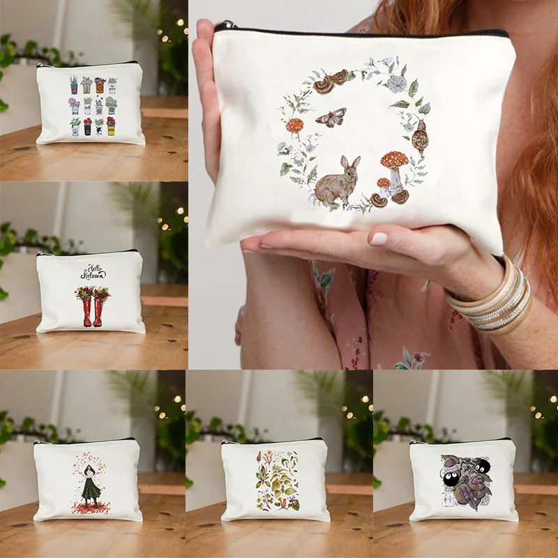 Trousse de maquillage en forme de champignon et d'oiseaux mignons, trousse à cosmétiques, trousse de toilette de voyage, trousse de maquillage, trousse à crayons, cadeau pour elle