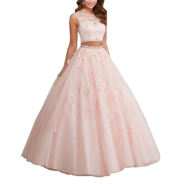Robes Quinceanera en dentelle à paillettes pour femmes, Tulle, Sweet Girl, Bal, ixd'anniversaire, Quelle que soit la robe éducative, 2 pièces, 15, 16 – Image 2