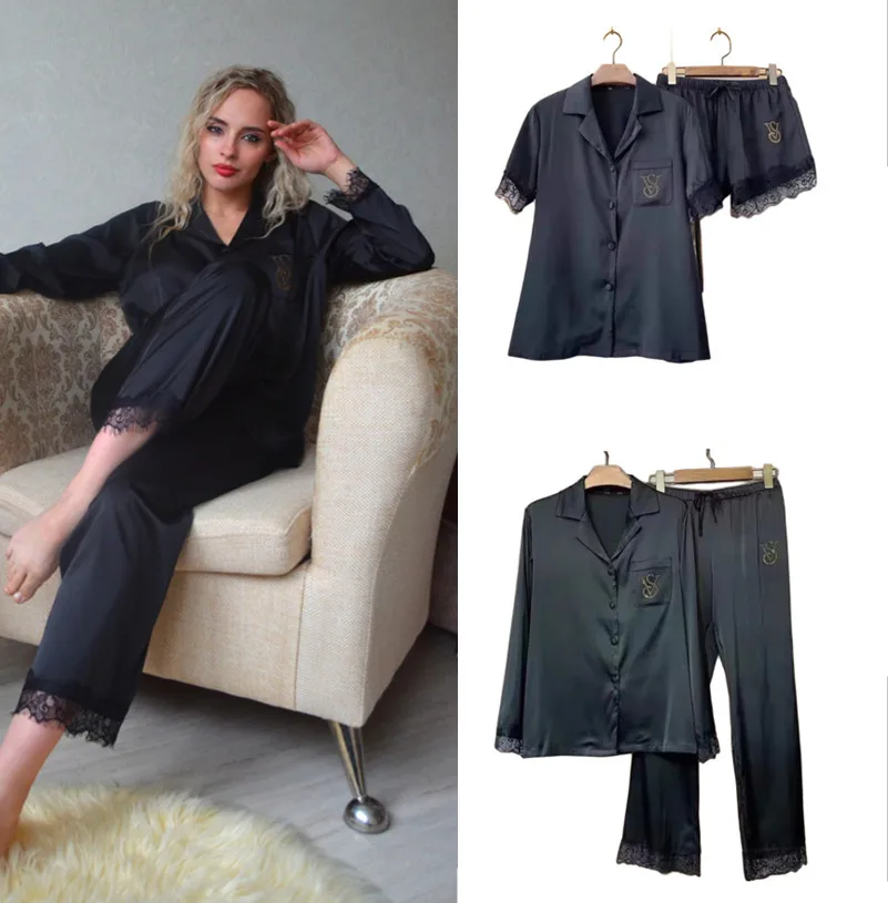2025 Women's Sexy Lace Pajamas 2 Piece Suit Shirt Thin Fashion Luxury Casual Clothes High Quality Home Clothes Free Shipping