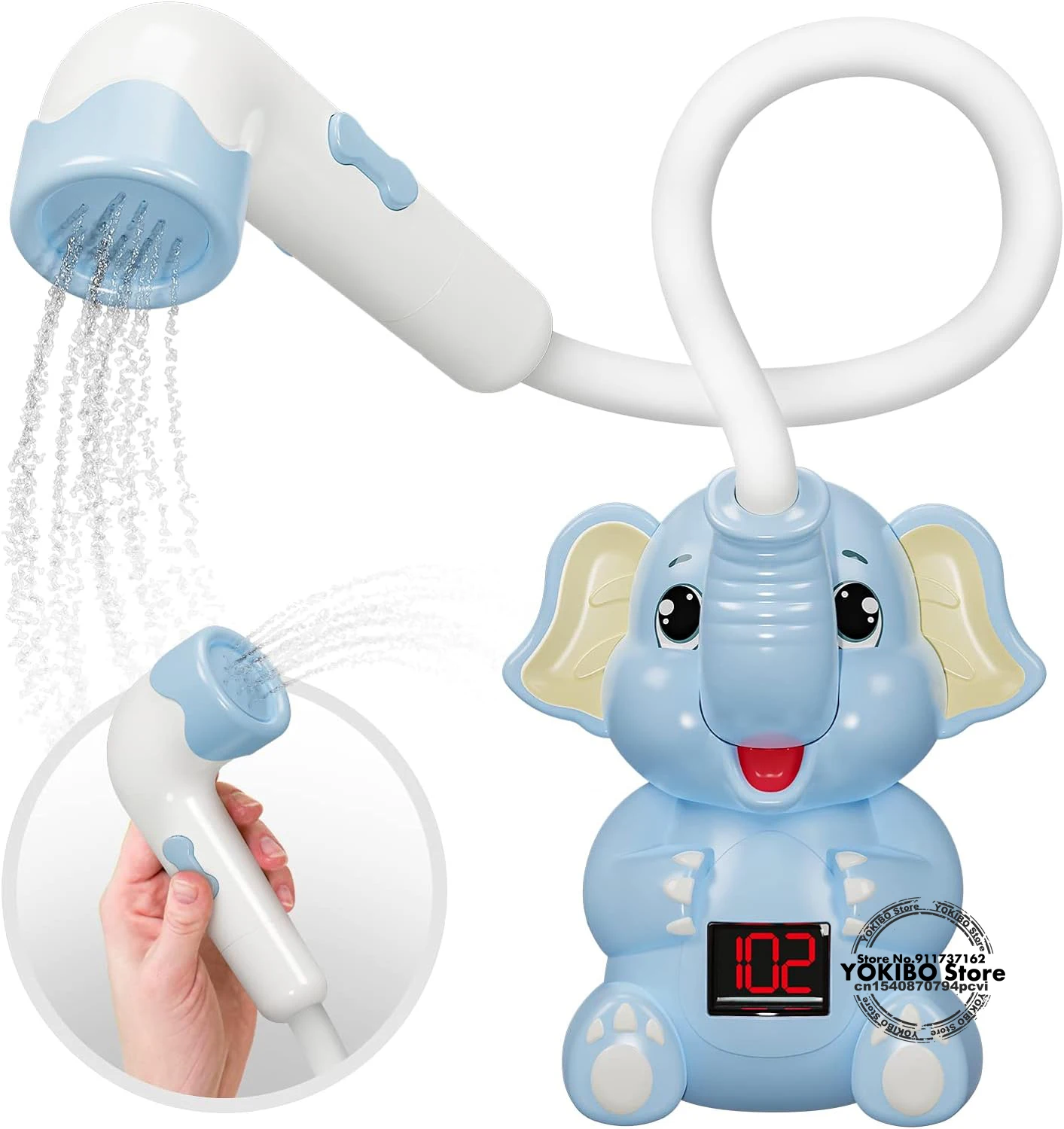 Jouets de bain pour bébé, douche de bain avec thermomètre de douche, éléphant électrique, jouets d'eau à pulvérisation d'eau pour enfants, jouets de baignoire pour tout-petits