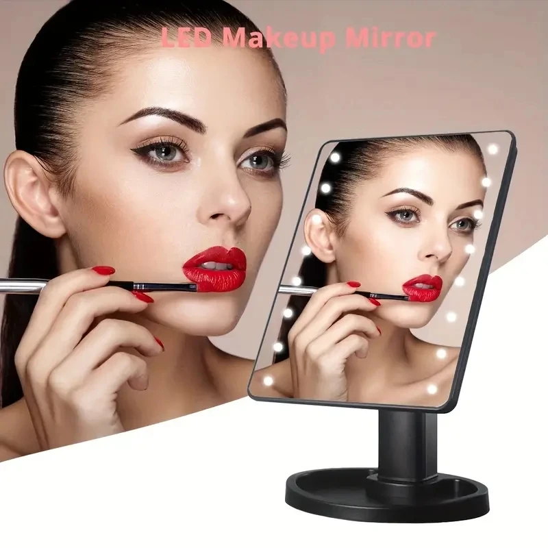 Miroir de maquillage éclairé, batterie carrée 4 * AA - utiliser un miroir de beauté, un miroir de vanité à écran tactile, des Brightnes