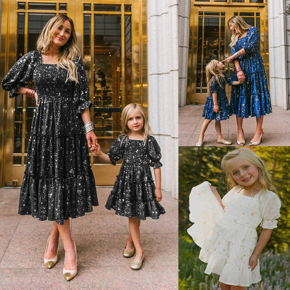 Robes assorties pour mère et fille, tenues de famille, mode florale, look de famille, été