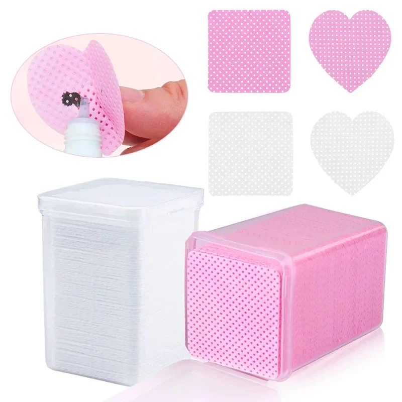 200 /Lingettes pour ongles non pelucheuses Extension de cils Lingettes à colle Chiffon nettoyant Tissu non tissé Dissolvant de vernis à ongles en gel Tampons de coton