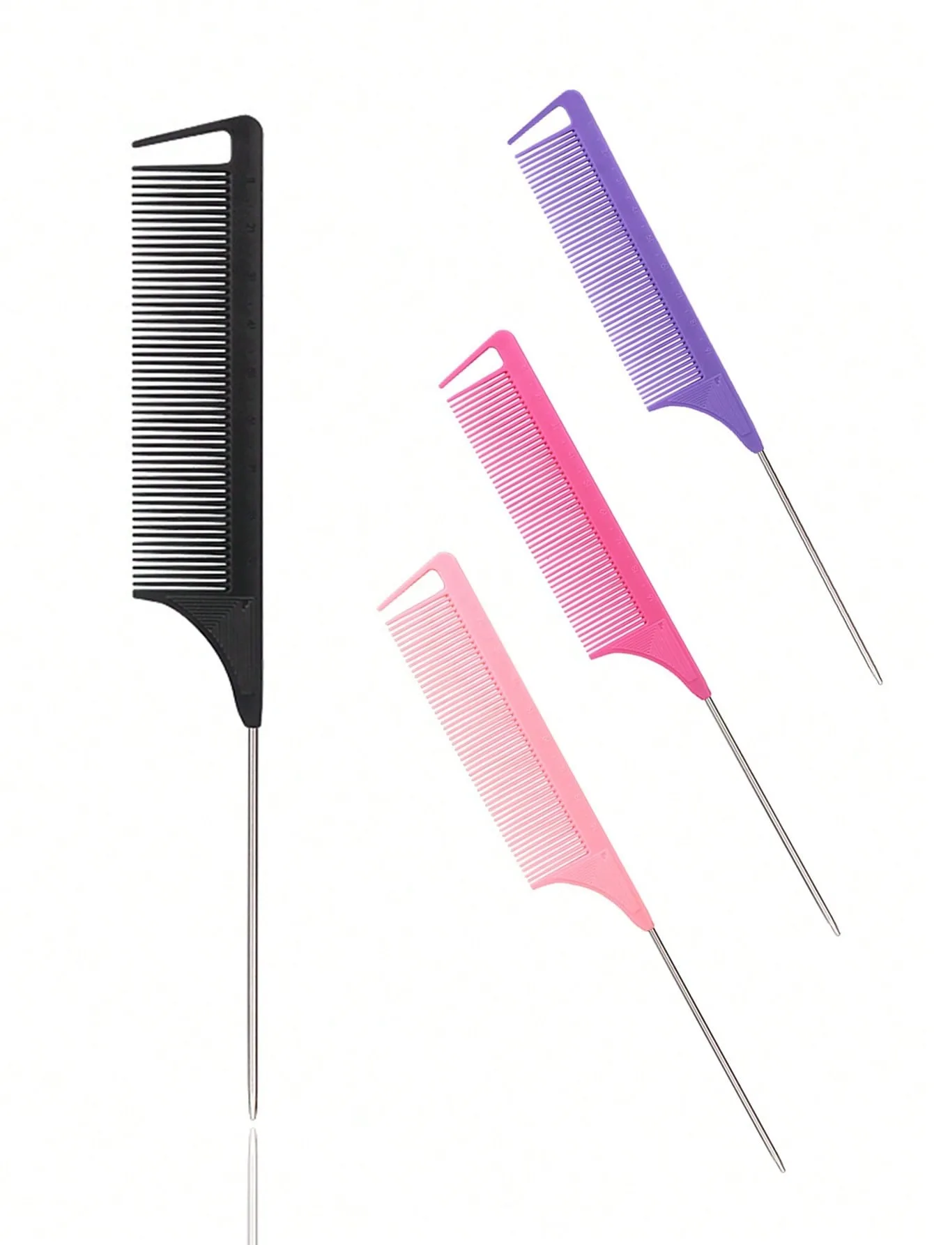Peigne à cheveux professionnel à queue pointue en acier inoxydable, brosse à cheveux, outil de coiffure pour salon de coiffure, spécial pour perruques de vrais cheveux