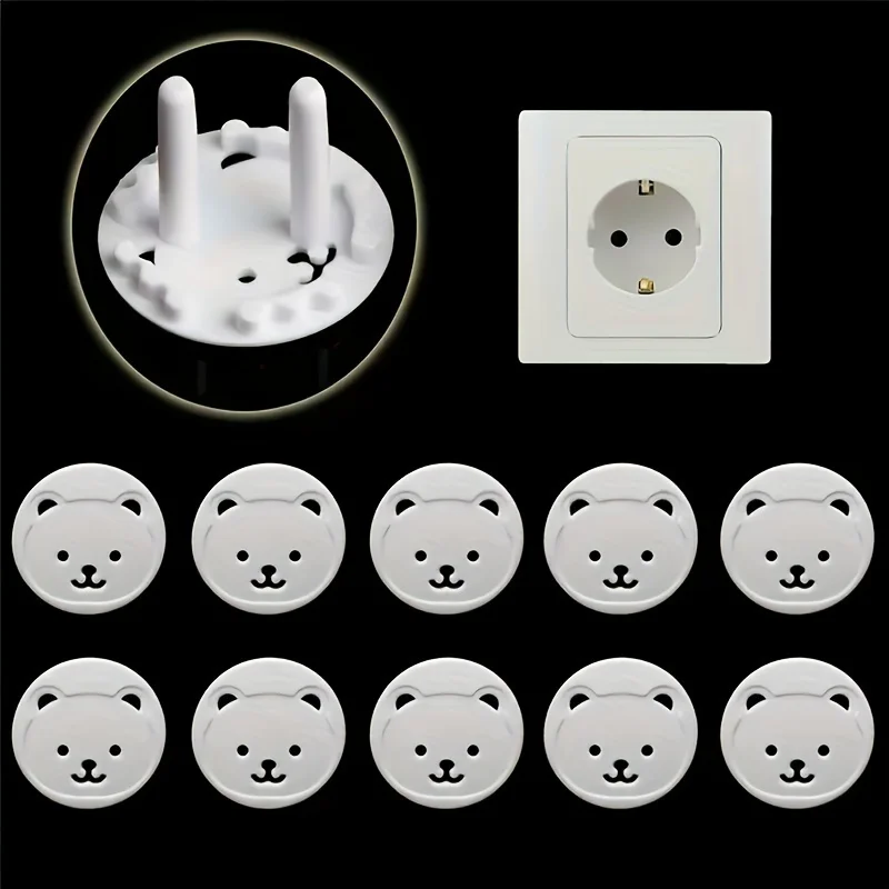 10 pièces ours prise de courant ue prise électrique bébé enfants Protection de sécurité pour enfants Protection Anti-choc électrique bouchons protecteur couverture