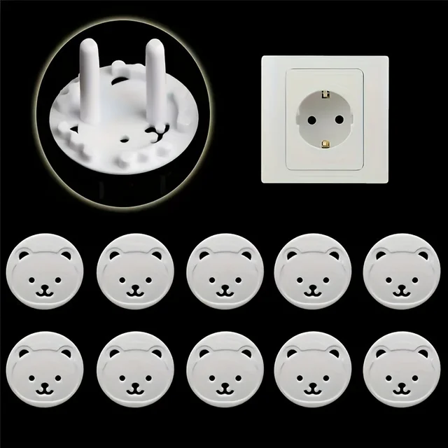 Juste de protection contre les chocs électriques pour bébé, protection de sécurité pour enfants, prise de courant EU, ours, 10 pièces