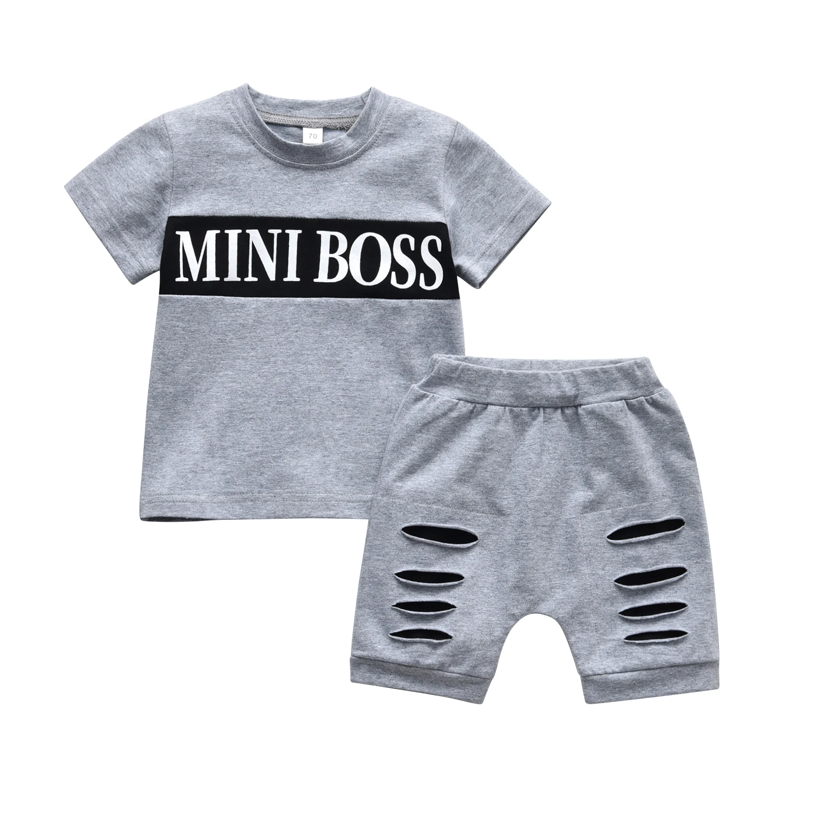 T-shirt à manches courtes avec lettres et short pour bébé garçon, tenue d'été pour tout-petits de 1 à 2 ans, vêtements à la mode, 2 pièces