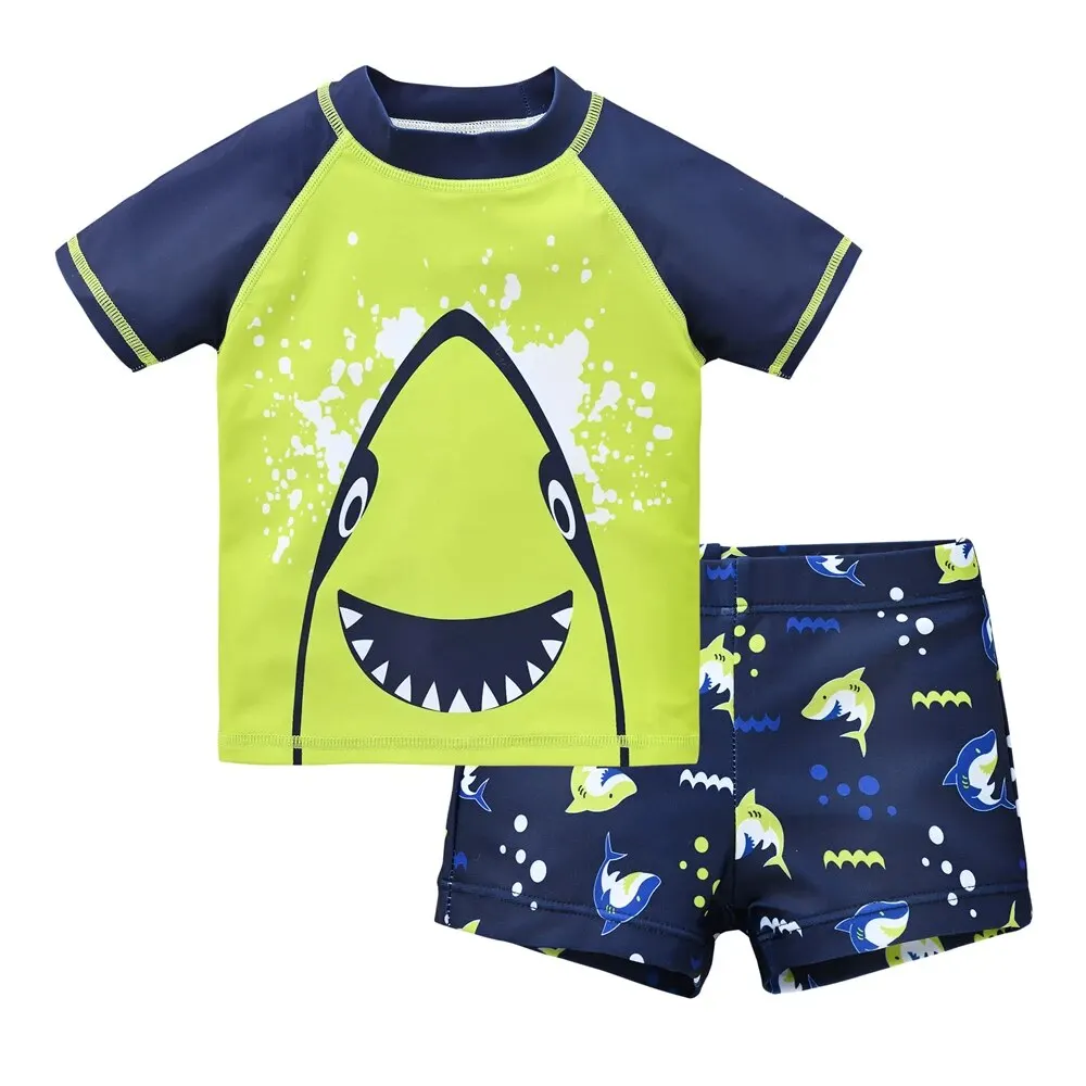Kavkas bébé enfant en bas âge garçons maillot de bain à manches courtes requin dinosaure maillot de bain 2 pièces anti-éruption maillots de bain 12M à 8 ans