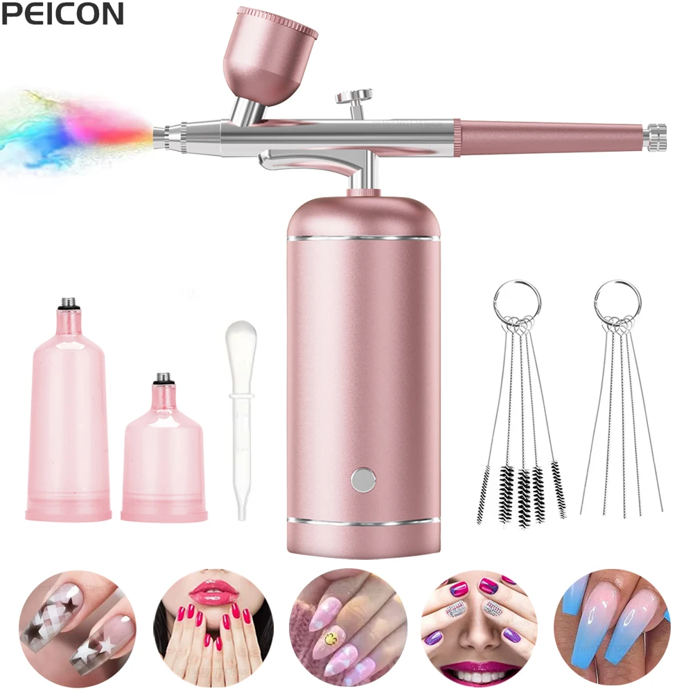 Aérographe pour ongles avec compresseur, aérographe Portable pour ongles, peinture artistique, artisanat, brosse à Air avec Kit de compresseur, pistolet de pulvérisation pour Nail Art