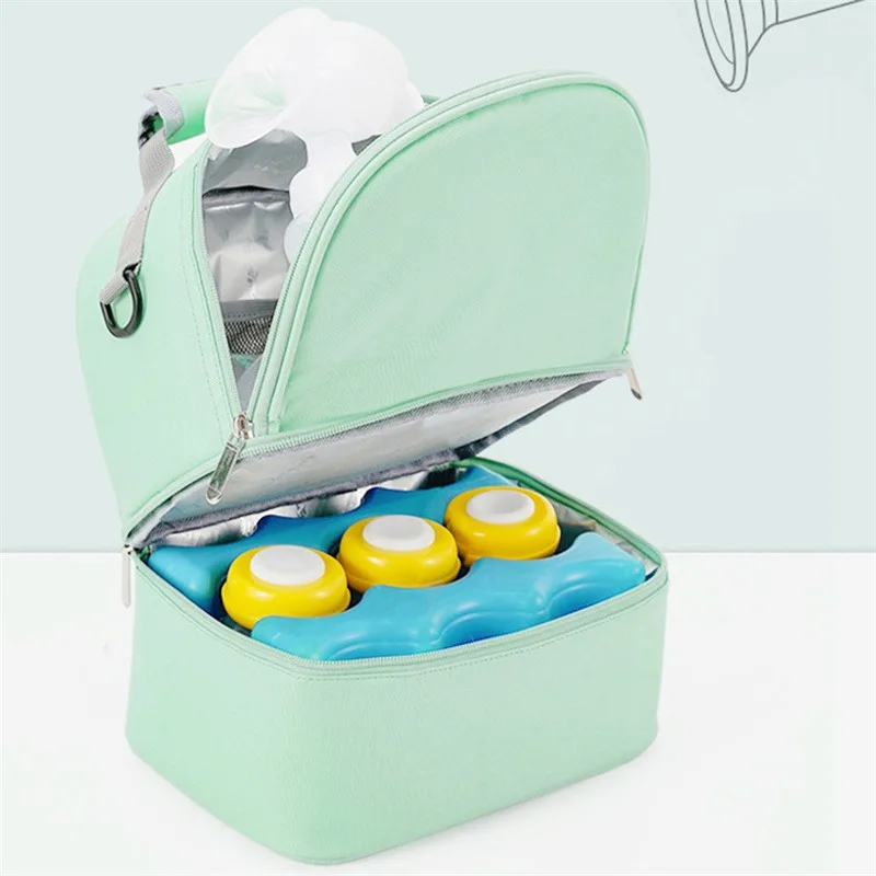 Sac à main isolant Double couche pour maman, couleur unie, grande capacité, voyage pique-nique, sac à main alimentaire Portable, sacs pour bébé