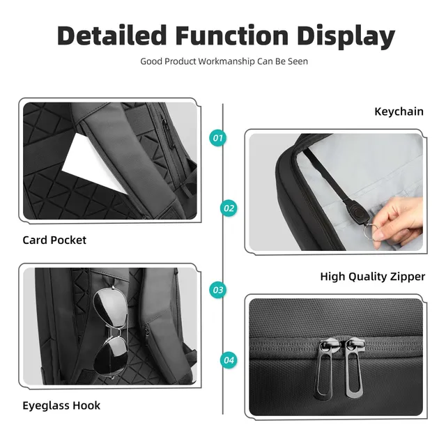 HK – sac à dos pour ordinateur portable de styliste pour hommes, sacs d'école étanches pour garçons d'université, sac à dos de voyage de sport d'affaires pour hommes avec chargement USB – Image 6