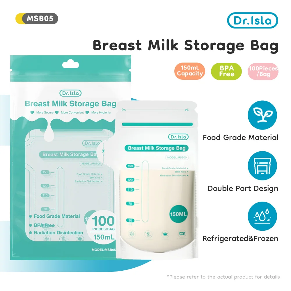 Dr.isla 100 pièces 150ML sac de stockage de lait maternel jetable petite capacité sac de stockage de lait congelé sans BPA sacs d'alimentation sûrs