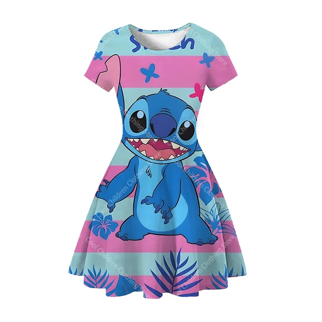 MINISO Disney point princesse fête habiller pour les filles t-shirt Sress enfants Stich dessin animé mode vêtements de sport robe de princesse – Image 4