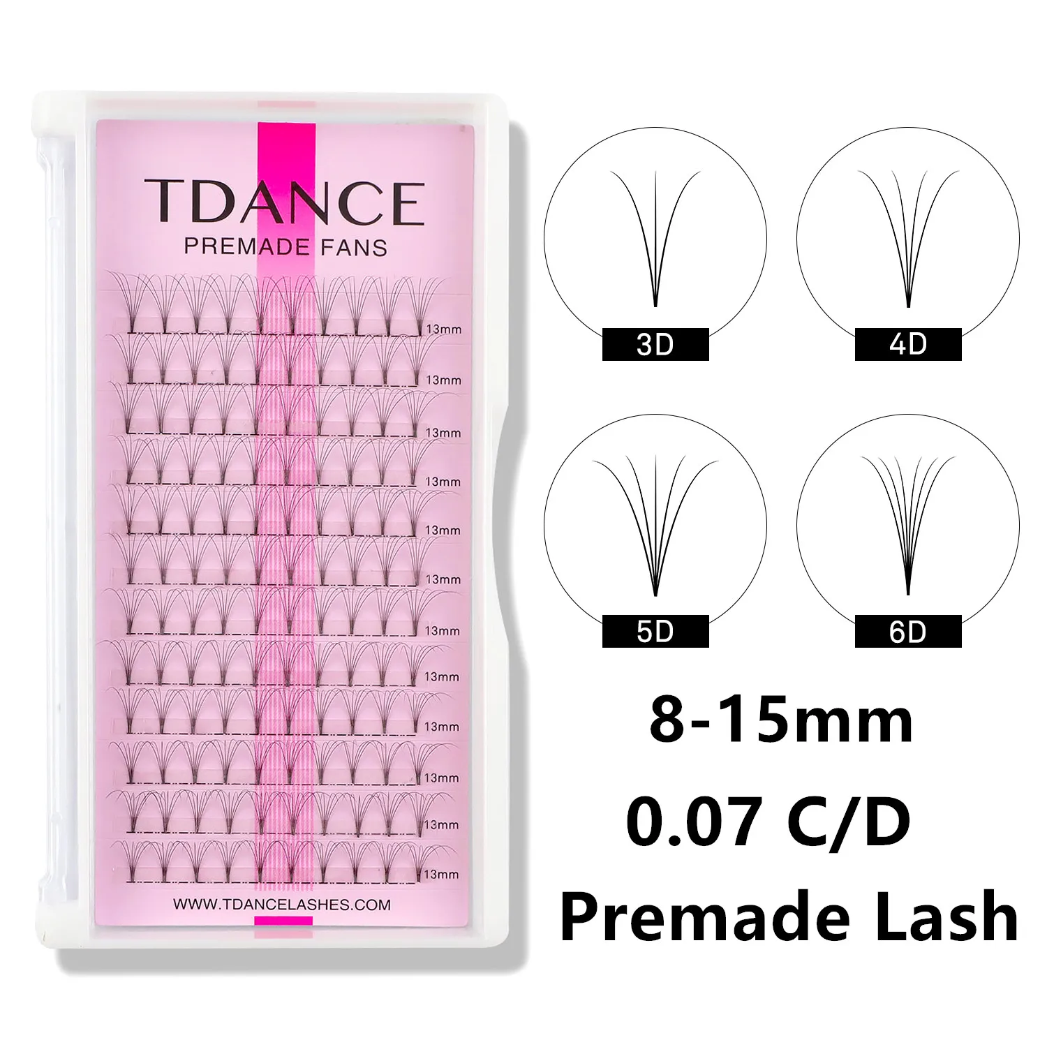 TDANCE Extension de cils en éventail de Volume pré-fabriqué 12 rangées épaisseur 0.07mm 3D 4D 5D 6D Faux vison cils individuels cils russes