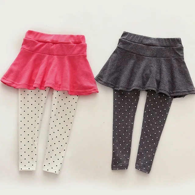Jupe et pantalon pour filles de 2 à 5 ans, Leggings, en coton, avec jupe, jupe gâteau à pois, automne et hiver – Image 4