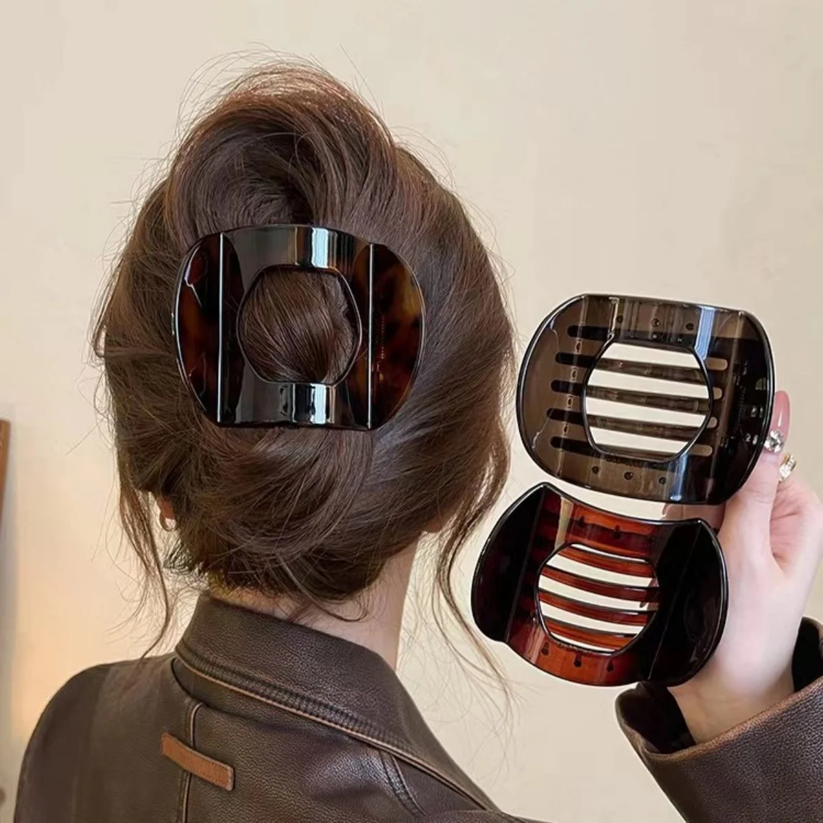 Pince à cheveux coréenne en acide acétique, accessoires pour cheveux élégants pour femmes, imprimé léopard, cuillère, queue de cheval basse, pince à cheveux de printemps, 1 pièce, nouvelle collection