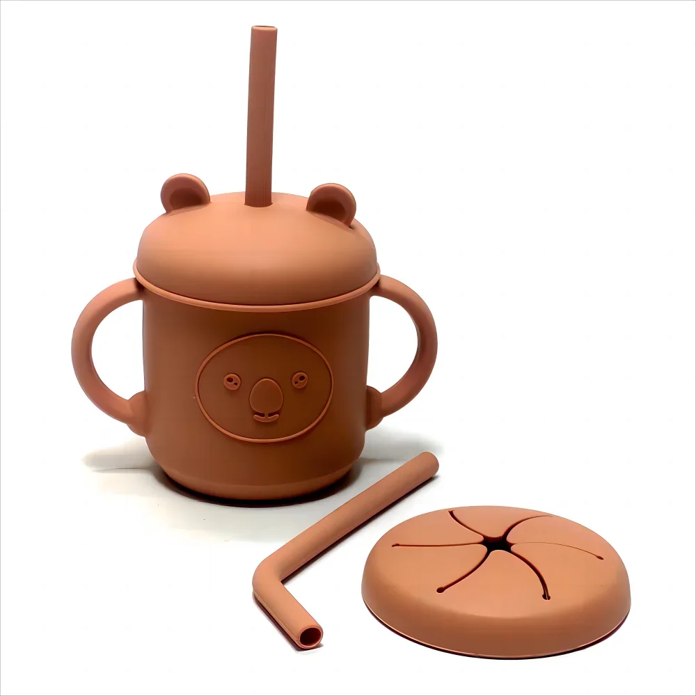 Gobelet à paille en silicone résistant aux chutes pour bébé, gobelet à eau scolaire, haute température, enfants, prévention des chutes
